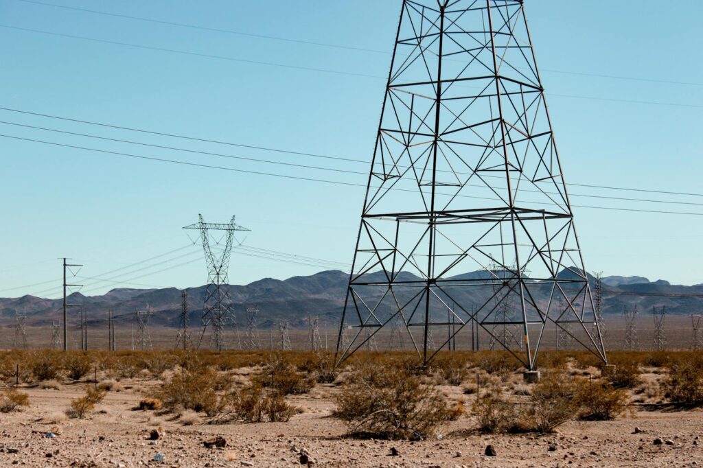 power lines in nevada desert landscape